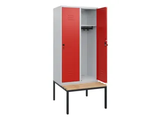 locker met bank,HxBxD 1950x800x815mm,2vak,vak B 400mm,draaigrendel - 2
