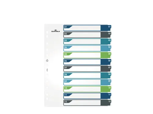 Tabbladen A4+ 12-delig met voorblad nummers 1-12 PP personaliseerbaar