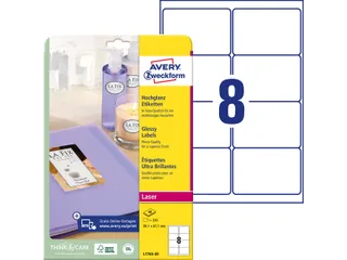 Etiket Avery L7765-40 99.1x 67.7mm hoogglans wit 320 stuks 40 vel - 6