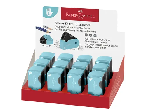 Puntenslijper Faber-Castell SLEEVE dubbel turquoise linkshandig