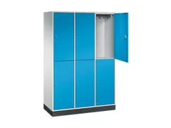 Dubbeldekse garderobekast,RAL 7035/RAL 5012,HxBxD 1950x1220x500mm