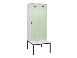 locker met bank,HxBxD 2120x800x815mm,2vak,vak B 400mm,draaigrendel - 2