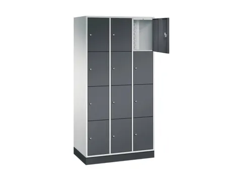 lockerkast,RAL 7035/RAL 7021,HxBxD 1950x920x500mm,3x4vakken,cil.-slot
