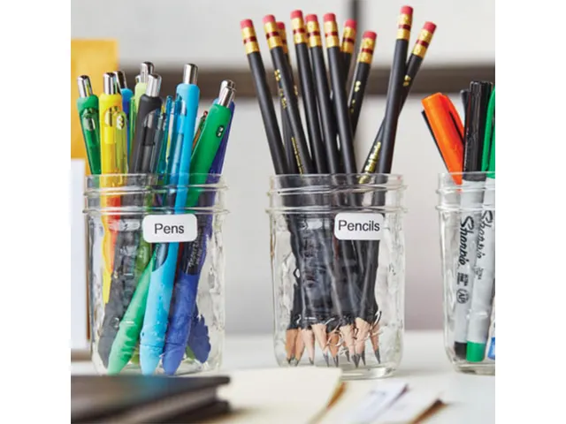 Labeltape Dymo LabelManager D1 polyester 12mm zwart op wit 10 stuks