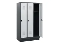 schoollocker,HxBxD 1630x900x500mm,3vak,vak B 300mm,draaigrendel,sokkel