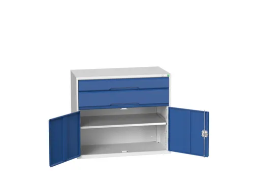 ladekast HxBxD 900x1050x550mm 2laden 2deuren RAL7035 front RAL5010