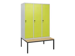 locker met bank,HxBxD 1950x1200x815mm,3vak,vak B 400mm,draaigrendel