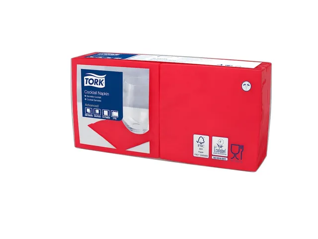 Tork 477826 Cocktailservet Advanced Rood 24x24cm