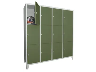lockerkast,HxBxD 1850x1600x500mm,4x3vakken,RAL7035,front RAL6011 - 2
