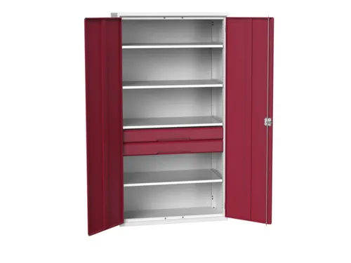 universele kast,HxBxD 2000x1050x550mm,4xStalen bodem,2lade(n)