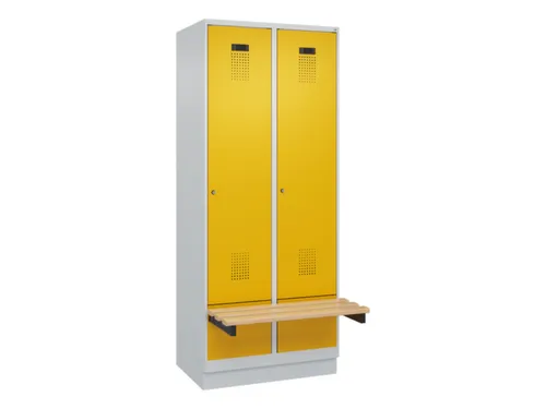 locker met bank,HxBxD 1950x800x815mm,2vak,vak B 400mm,cilinderslot
