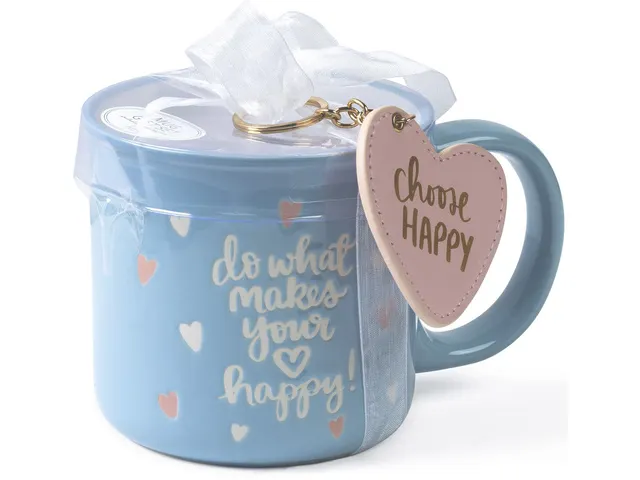 Coffret cadeau mug 580ml et porte-clés Choose Happy