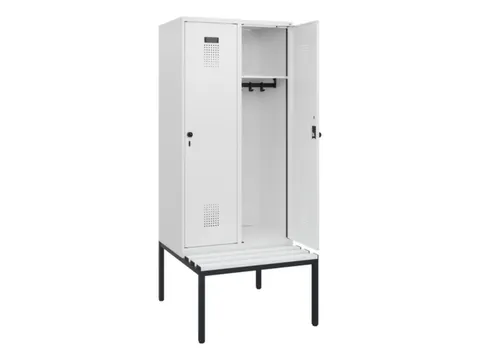 locker met bank,HxBxD 1950x800x815mm,2vak,vak B 400mm,draaigrendel