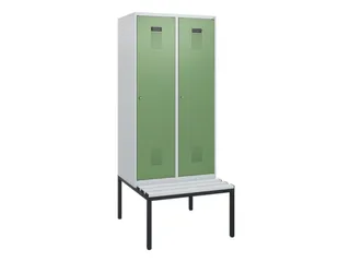 locker met bank,HxBxD 1950x800x815mm,2vak,vak B 400mm,cilinderslot - 2