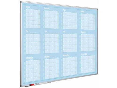Magnetische Jaarplanner 90x120cm Duits Blauw Softline profiel Jan- Dec