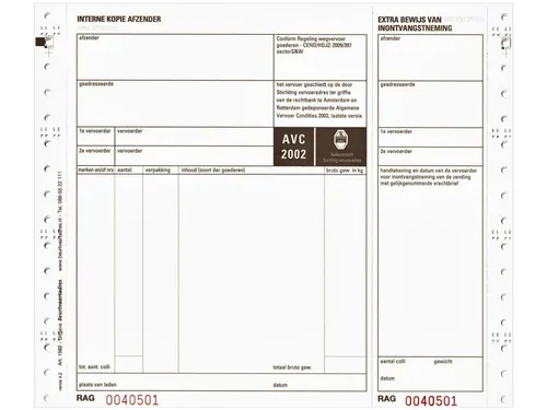 Vrachtbrief IEZZY BVA 1562 240x200mm 4voud 100stuks