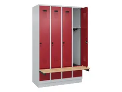 locker met bank,HxBxD 1950x1200x815mm,4vak,vak B 300mm,draaigrendel