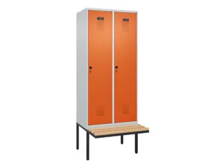 locker met bank,voor scheiding van kleding,HxBxD 2120x800x815mm,2vak - 2