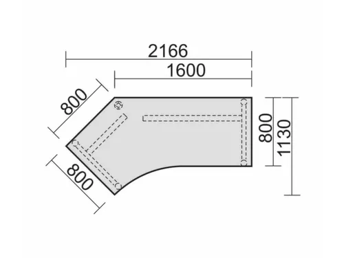 In hoogte verstelbaar hoekbureau 680-820x2166x1130mm lichtgrijs zilver