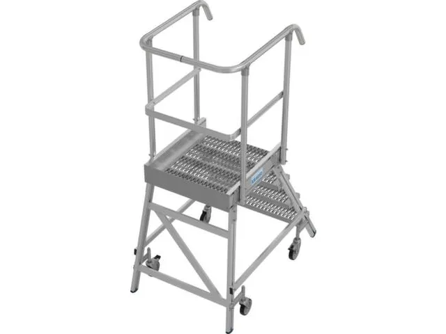 escalier mobile,roulant,estrade H 1m,4marches a. revêtement R13,alu