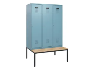 locker met bank,HxBxD 1950x1200x815mm,3vak,vak B 400mm,cilinderslot - 2