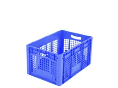 Euronorm Stapelkrat Pp 320x600x400mm Wanden/Bodem Opengewerkt Blauw