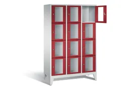 Lockerkast 1850x1200x500mm 3x4 vakken Cilinderslot Poten, RAL3003