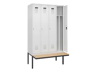 locker met bank,voor scheiding van kleding,HxBxD 2120x1200x815mm,4vak - 1