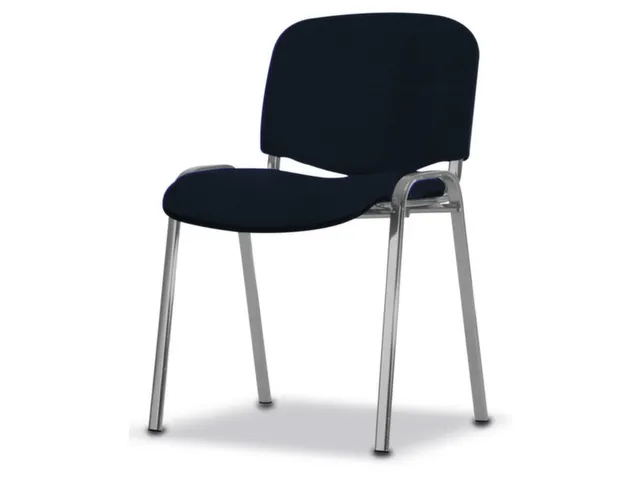 Bezoekersstoel 4Voeten Ovale Buis Aluminium-Zilver Donkerblauw Stof