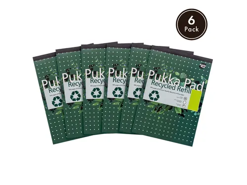 Schrijfblok Pukka Recycled A4 lijn 4-gaats 100 vel 80 gram groen