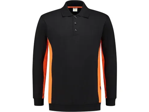 Sweat-shirt type polo Tricorp 302003 Bicolor, noir/orange, taille L, l