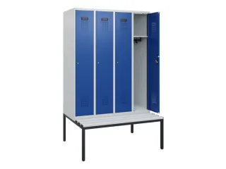 locker met bank,HxBxD 1950x1200x815mm,4vak,vak B 300mm,cilinderslot - 1