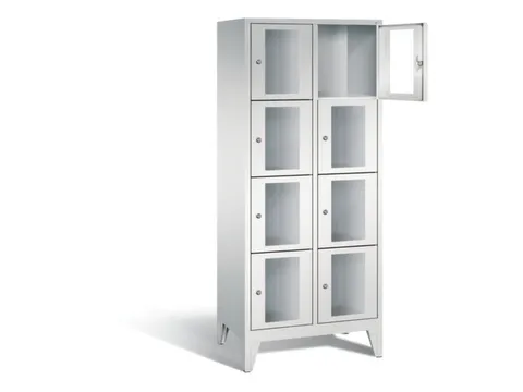 Lockerkast 1850x810x500mm 2x4 vakken Cilinderslot Poten, RAL7035