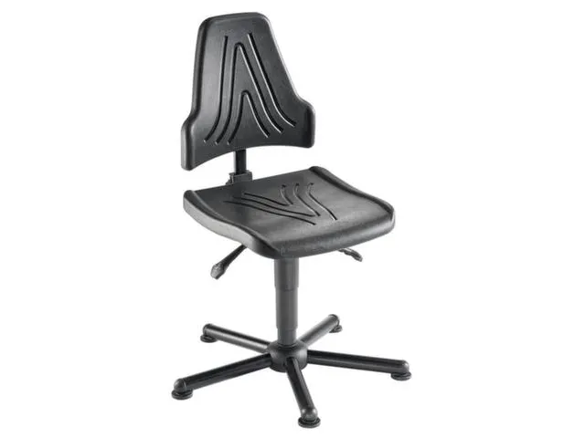 Werkplaatsstoel 490-630mmx470mmx480mm Pu Zwart Vloerglijders