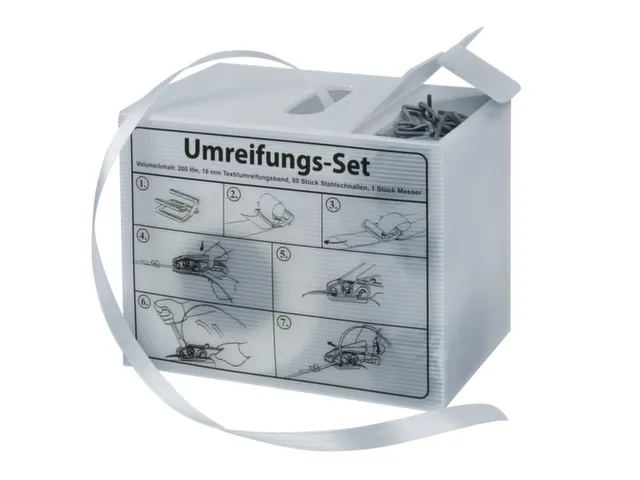 omsnoeringsset,PE-band,klemmen,cutter,band LxB 200mx16mm