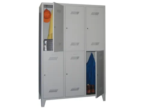 dubbeldekse locker,HxBxD 1850x1200x500mm,3x2vak.,RAL7035,front RAL3000