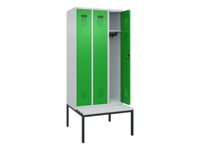 locker met bank,HxBxD 2120x900x815mm,3vak,vak B 300mm,cilinderslot