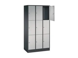 lockerkast,HxBxD 1950x920x500mm,3x3vakken,cil.-slot,sokkel - 1