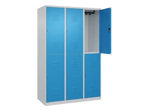 dubbeldekse locker,HxBxD 1850x1200x500mm,3x2vak.,vak B 400mm,cil.-slot