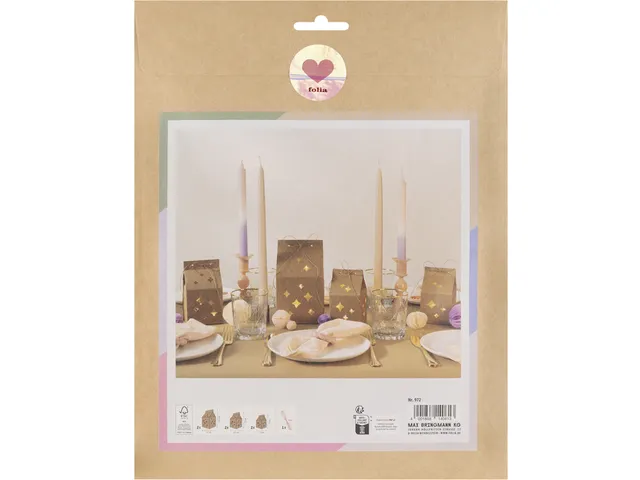 Giftbox Folia Star kraft set à 6 stuks