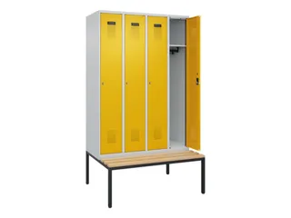 locker met bank,HxBxD 2120x1200x815mm,4vak,vak B 300mm,cilinderslot - 1