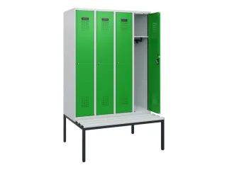 locker met bank,HxBxD 1950x1200x815mm,4vak,vak B 300mm,cilinderslot - 1