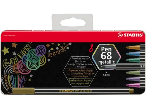 Pen 68 metallic viltstift 8 kleuren metalen