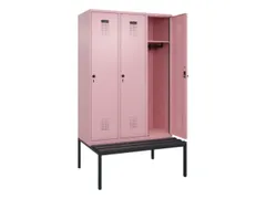 locker met bank,HxBxD 2120x1200x815mm,3vak,vak B 400mm,draaigrendel