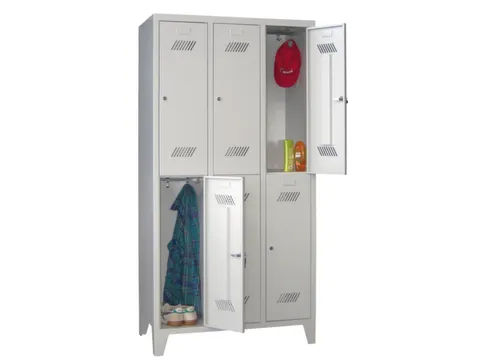 dubbeldekse locker,HxBxD 1850x900x500mm,3x2vak.,RAL7035,front RAL3000