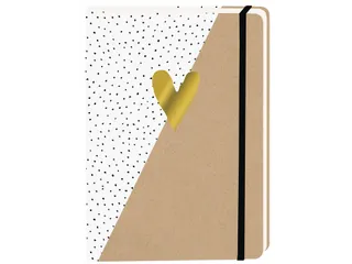 Notitieboek kraft gouden hart A5 lijn 92 pagina's softcover - 2