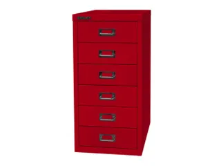 kantoor-ladekast HxBxD 590x279x380mm 6 laden romp kardinaalrood staal - 1