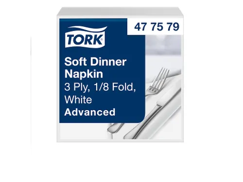 Servetten Tork 477579 Soft dinner 3-laags 39x39cm wit 100st.