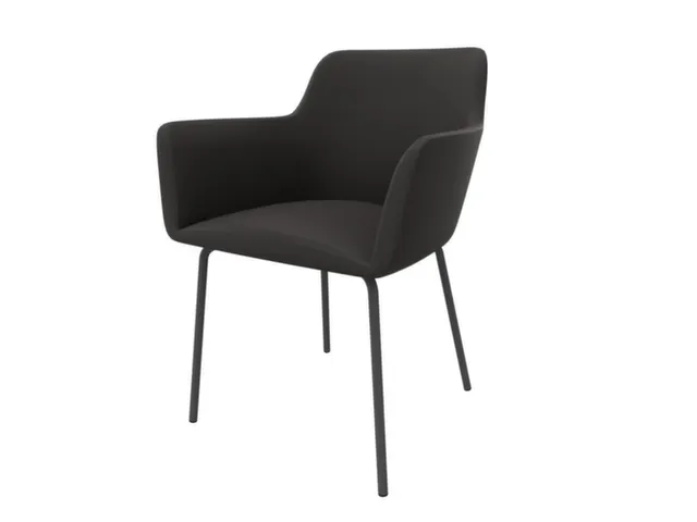 Bezoekersstoel,4Voeten Ronde Buis Donkergrijs,M. Armleuningen