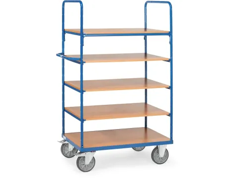 Etagewagens 5 Etages 8342 Hout 600kg Laadvlak 1000x700mm Ral5007